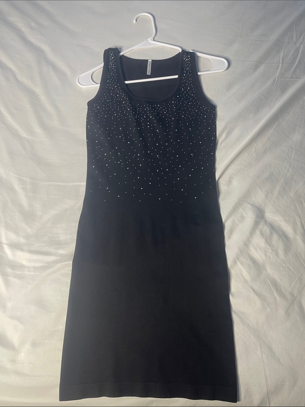 Black Sleeveless Midi Dress with Silver Stud Detailing